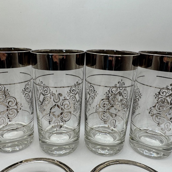 Vintage Kimiko Highball Tumblers and Glass Coaster set in Chrome Carrier. EUC - Picture 9 of 14